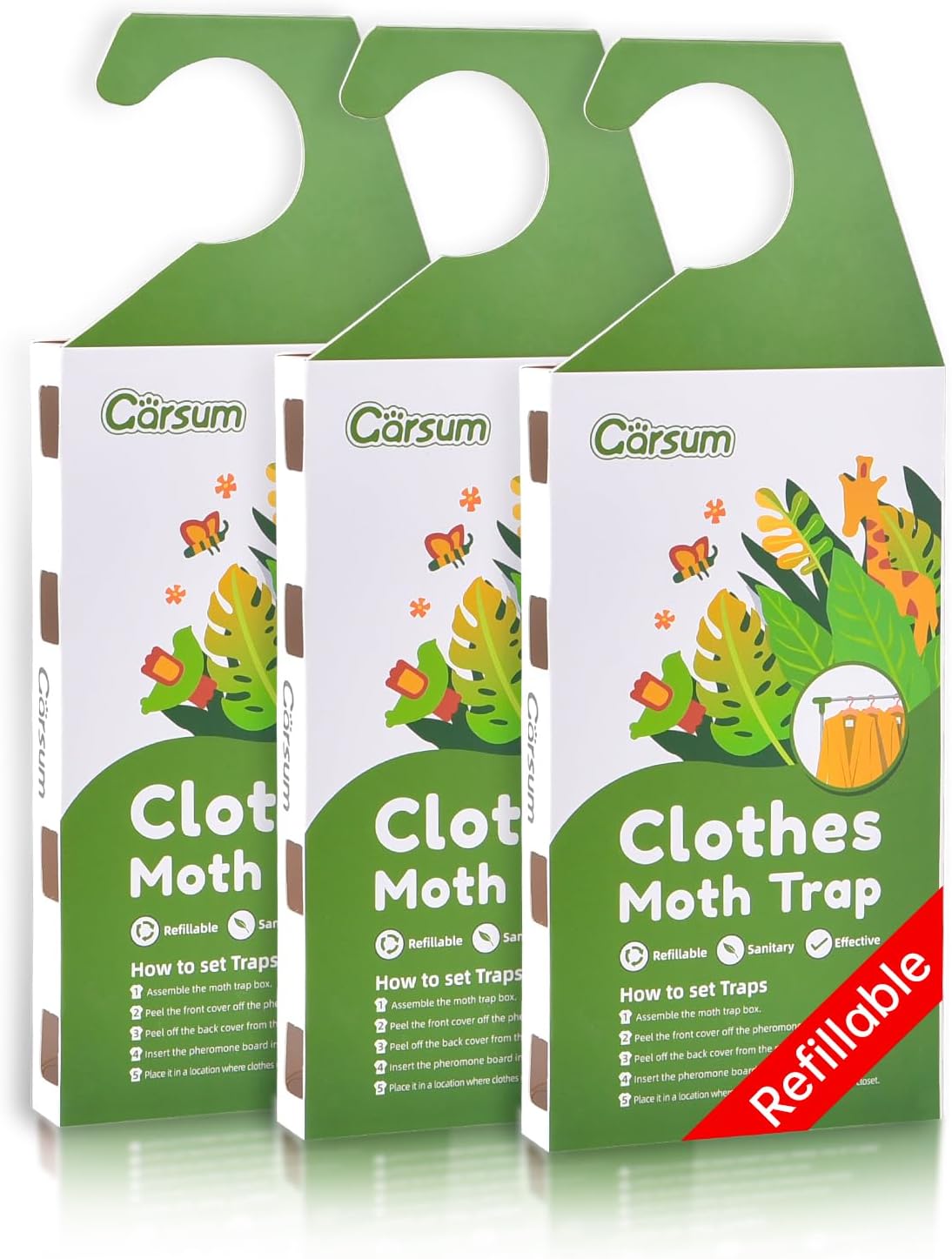 Garsum Clothes Moth Trap,Moth Traps for Clothes, Refillable 6 Packs Clothing Traps