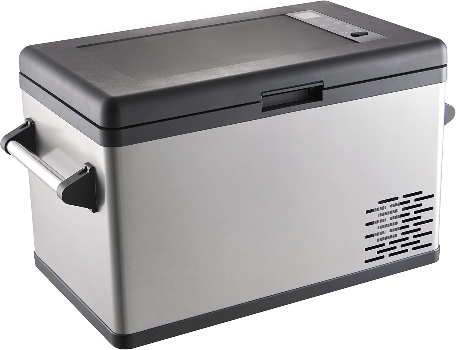 AUSRANVIK 37 Quart Portable Fridge/Freezer, closed, showing the top control panel and side handles.