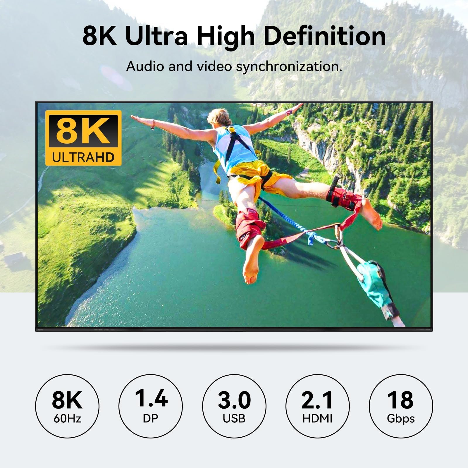 VPFET Commutateur KVM HDMI Displayport 4K144Hz 4 PC 2 moniteurs 8K60Hz DP 1.4 HDMI 2.1 4 ports Commutateurs KVM pour 4 ordinateurs, 2 moniteurs et 4 USB 3.0, avec adaptateur DC12V et 4 câbles USB 3.0