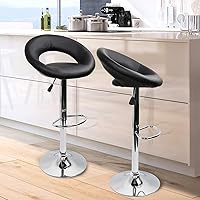 Vista 2 de YJCfurniture Set of 2 Bar Stools Breakfast Dining Stools for Kitchen Island Counter Bar Stools Armchair Leatherette Bar Chairs Height Adjustable and