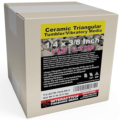 5 libras de cerámica triangular 14 x 38 para desbarbado y redondeo de bordes para acero, acero inoxidable y metales duros, compuesto de acabado