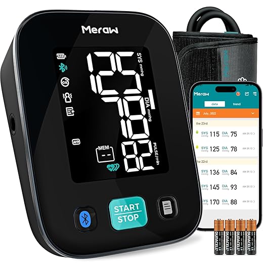 Blood Pressure Monitors for Home Use with APP Health Tracking, Blood Pressure Cuff Arm 8.6-16.5' with Automatic Pressurization, Irregular Heartbeat Monitoring, 8 AAA Batteries (black)