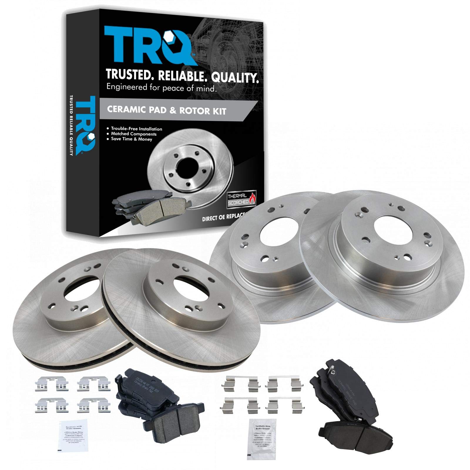TRQ Front & Rear Premium Posi Ceramic Disc Brake Pad & Rotor Kit for Honda