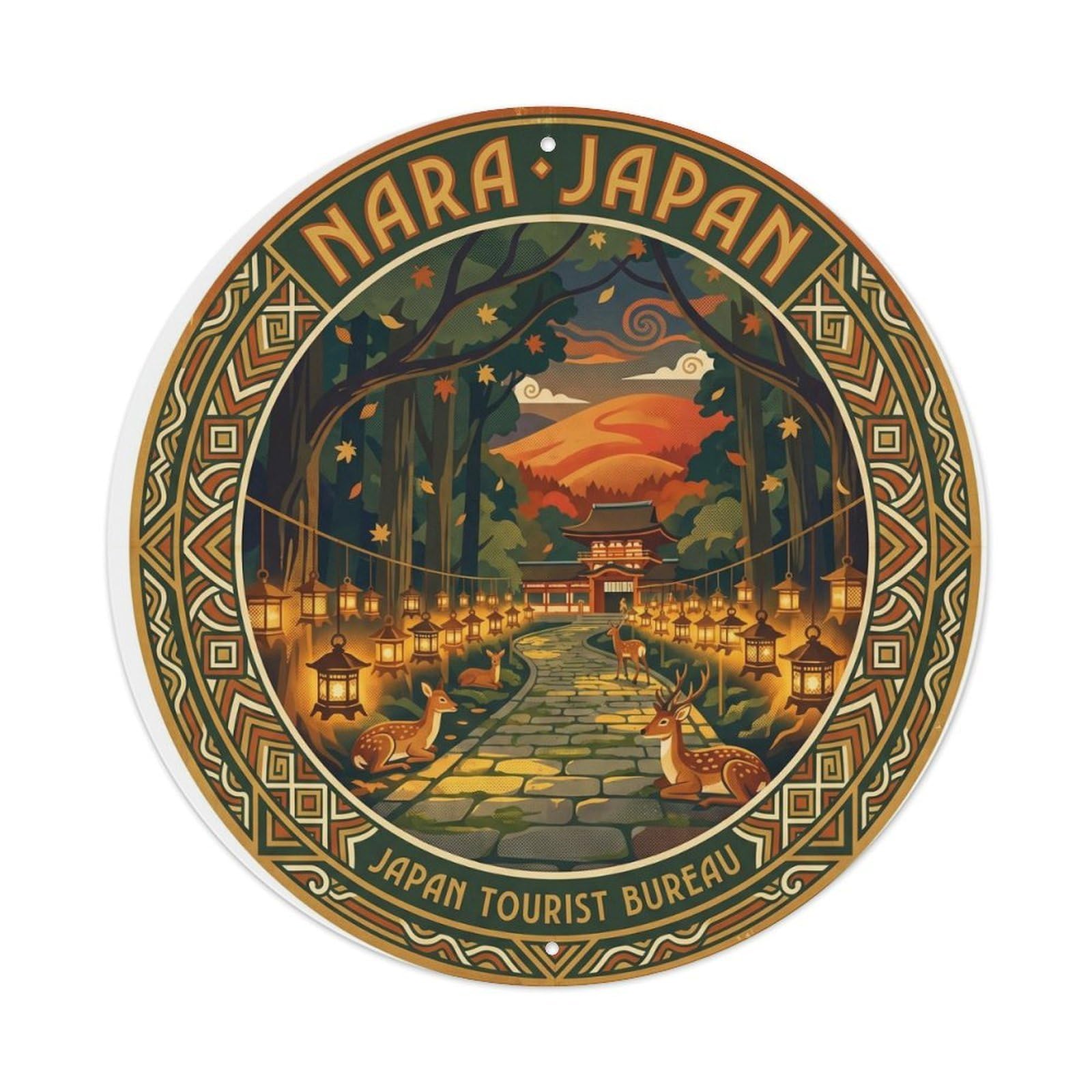 Nara Kasuga Taisha Lanterns Autumn Deer Japan Nature Metal Tin Sign