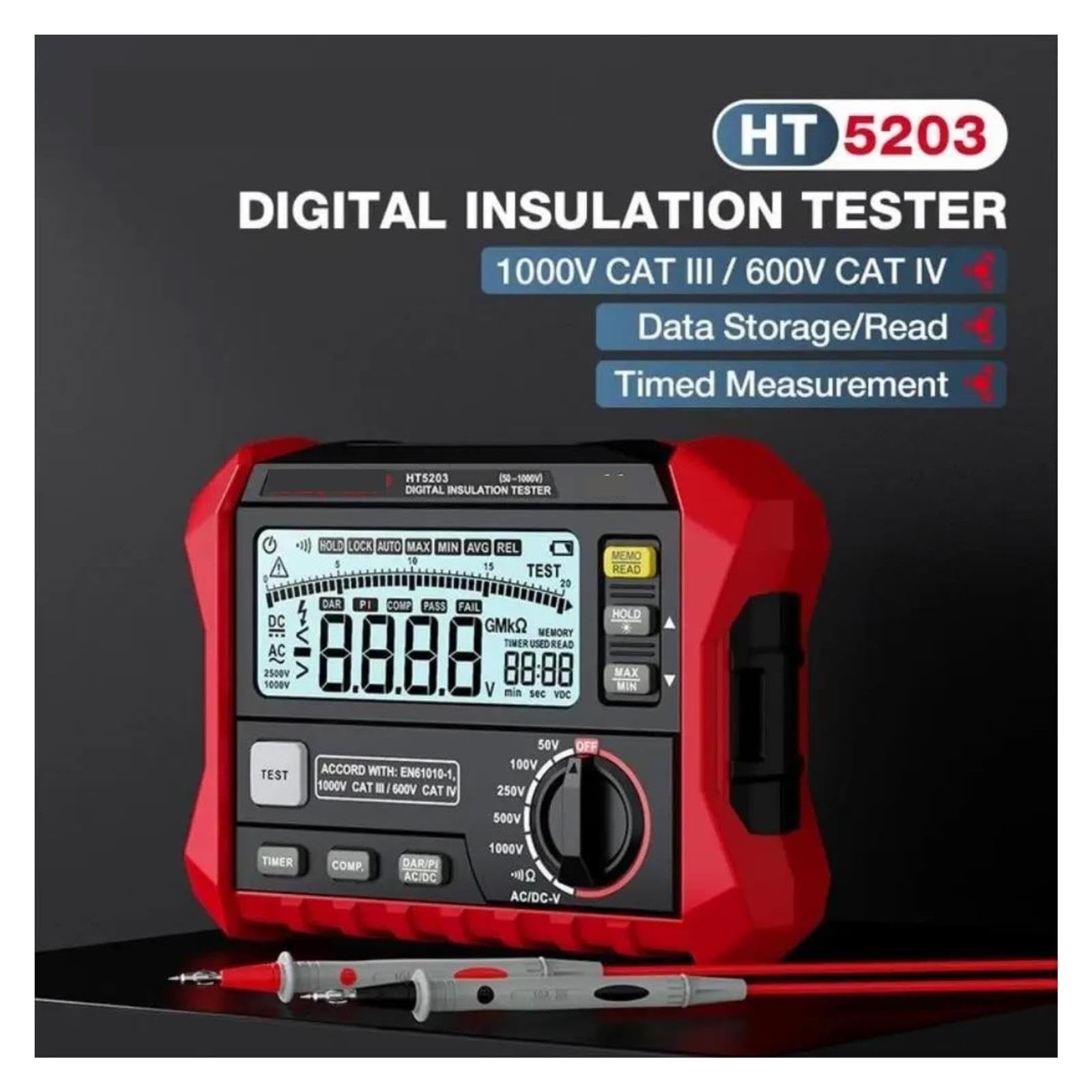 Digitalmultimeter, HT5203 Digitaler Isolationstester Megohmmeter Hochspannungs-Widerstandsmesser