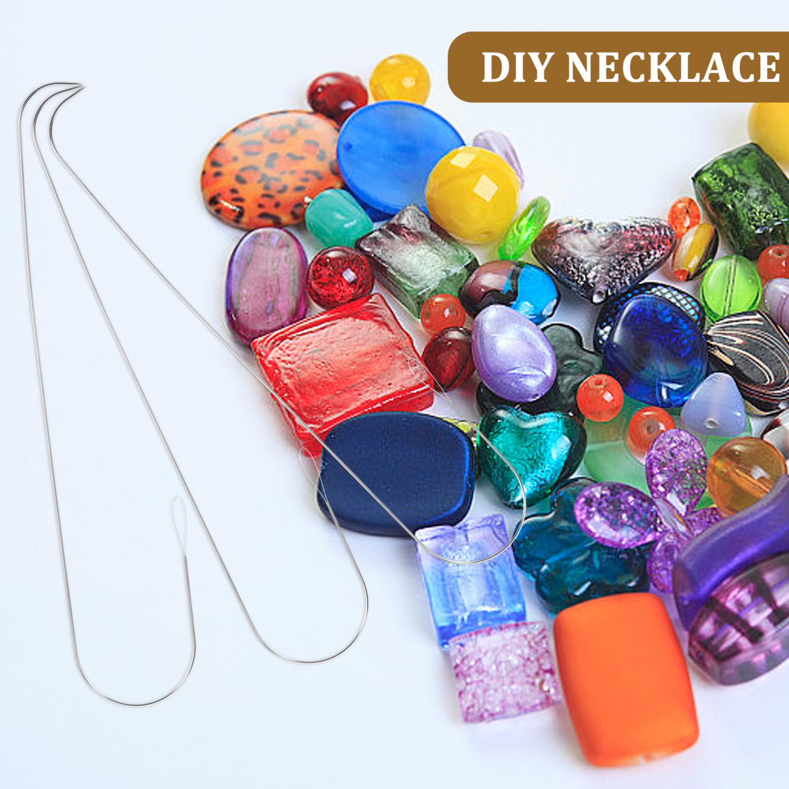 KONTONTY DIY Beading Needles Set 4 Pack Beading Embroidery Tools Portable Bead Threader Large Eye for Jewelry Making