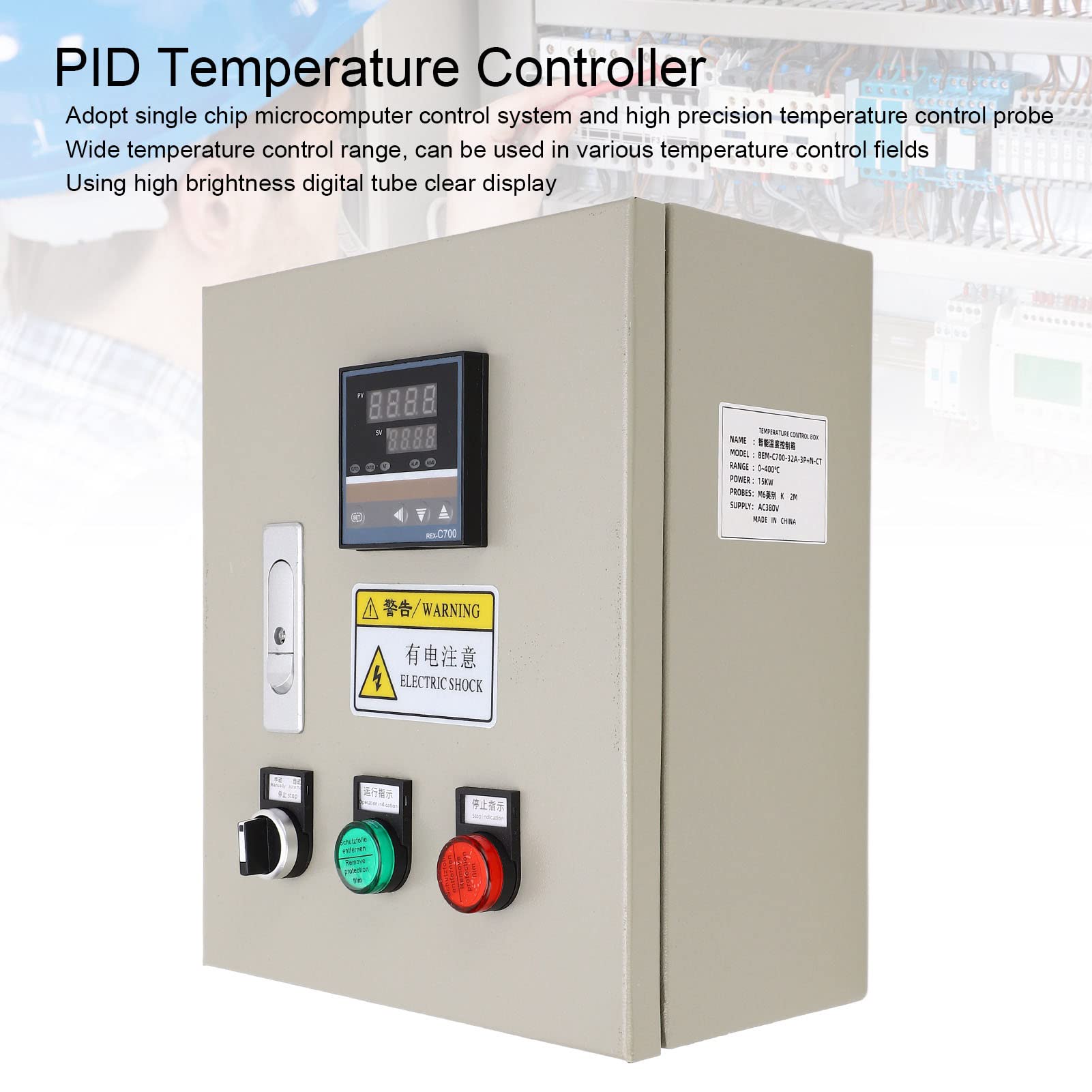 Controlador de Temperatura PID Caja de Control termostático Inteligente trifásico 15 KW 380 V CA con Pantalla Clara y Control preciso para Plataforma de calefacción y Horno