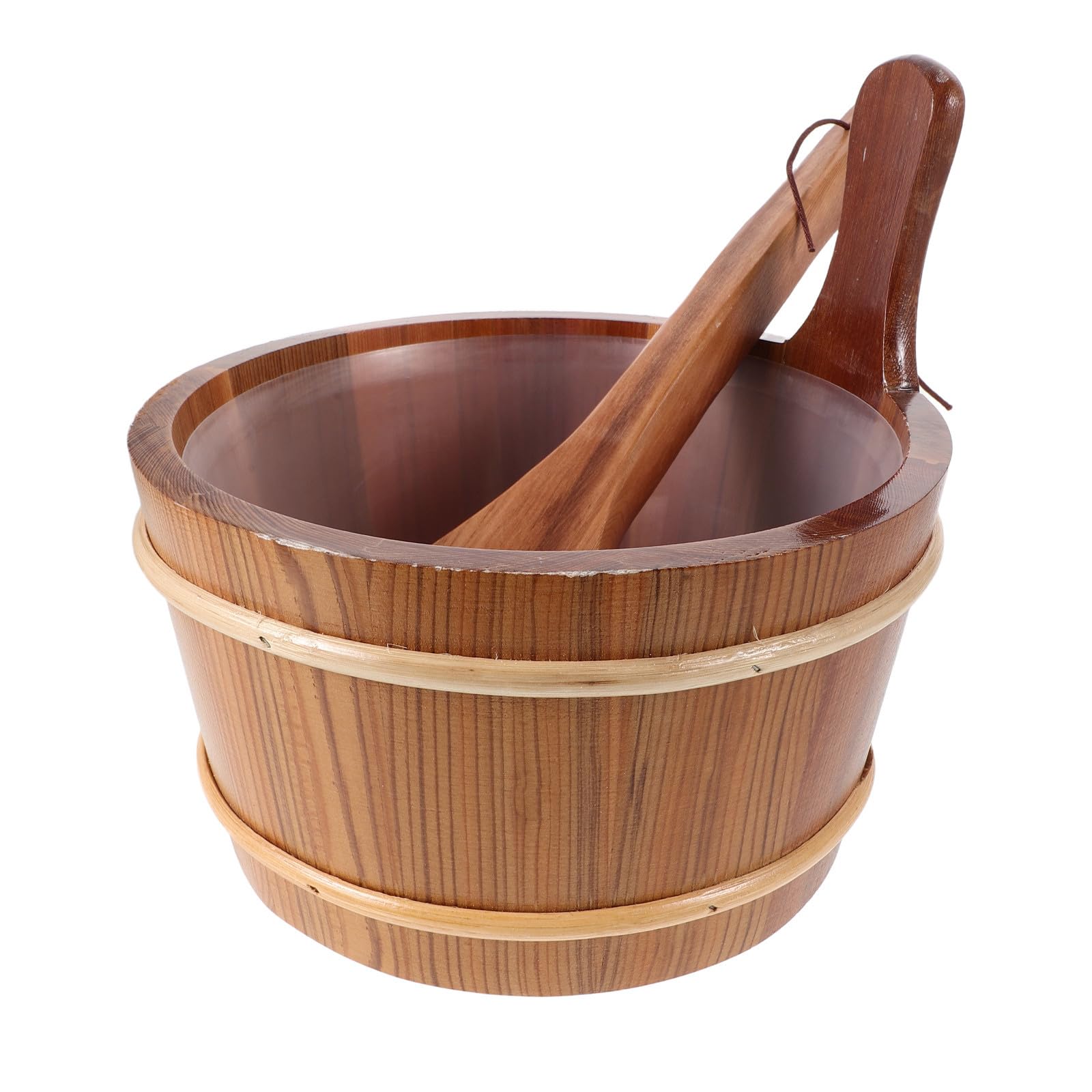Ciieeo Ensemble Seau et Louche Sauna en Bois 4l, Style Rustique