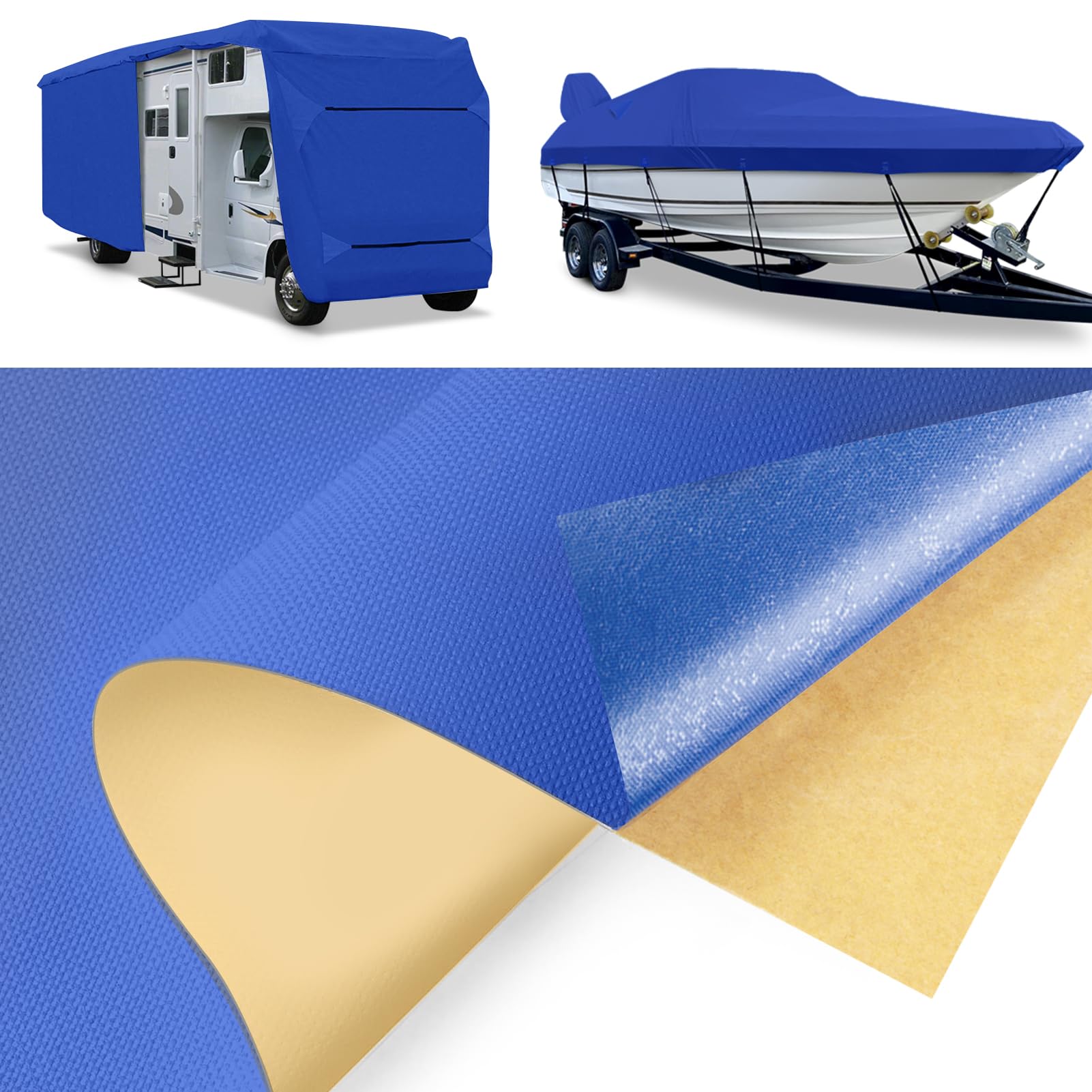 Boat Cover Repair Kit 600D Super Stick Self-Adhesive Boat Cover Patch Repair Kit for Repairing Pool Cover RV