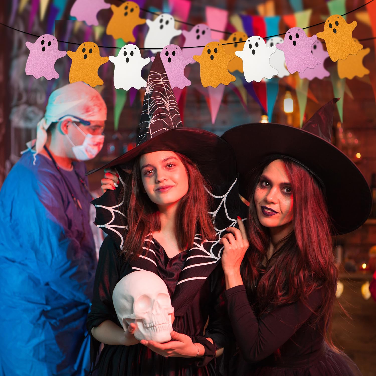 ZPQAODI Lot De 3 Fantômes Suspendus Pour Halloween - Fantômes Lumineux Amusants - Décoration De Fête D'Halloween à Suspendre - Pour Jardin, Intérieur Et Extérieur - Arbres - Terrasse - Jardin