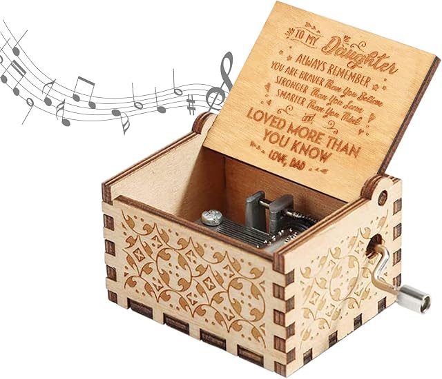 You Are My Sunshine Music Box, Wooden Hand Crank Rainbow Music Box Classic Vintage Wood Handmade Musical Boxes Best Gift for Kids, Friends, Valentine's Day/Wedding Day/Birthday (Father to Daughter)