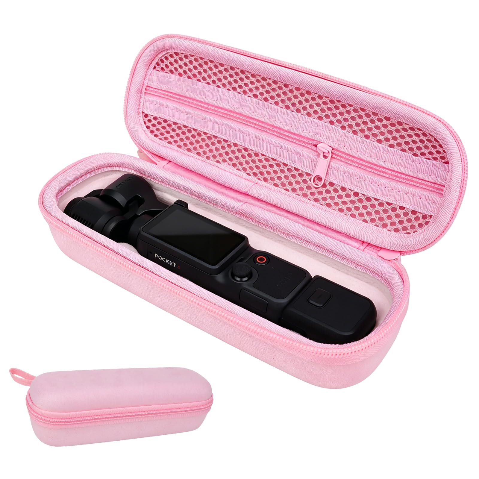 CQT Carrying Case Bag for DJI OSMO Pocket 4 3, Portable Storage Small Protector Hard Bag for Pocket 4 3 Xtra Muse Vlogging Camera Accessories Protective Organizer Bag (Light Pink)