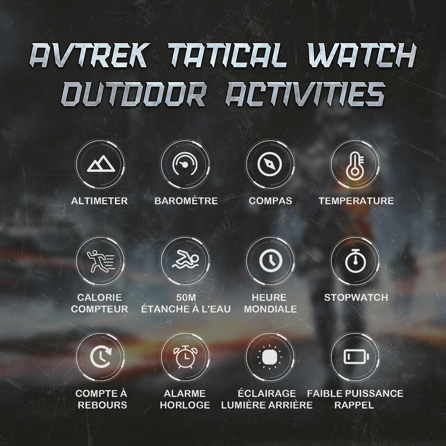 AVTREK Orologio sportivo digitale per adolescenti con altimetro e barometro, orologio da esterno, orologio sportivo impermeabile per esercito e militari (nero)