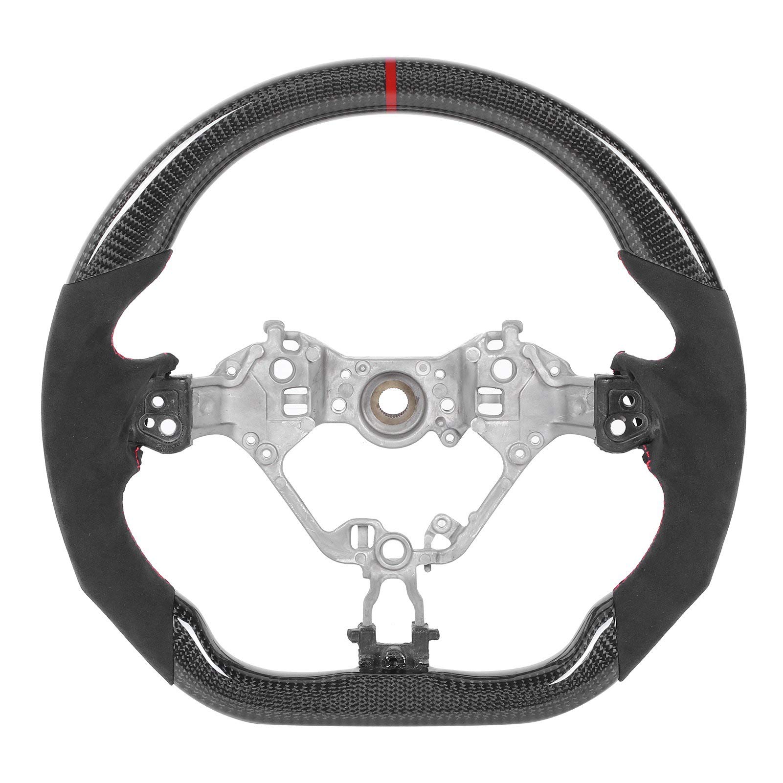 Ausla Zamszowe Uchwyty na kierownicę z Włókna Węglowego Płaska Dolna część Kierownicy Czerwone Szwy 12 O Pierścień Zegarowy dla 2017 2020 Racing Interior Upgrade