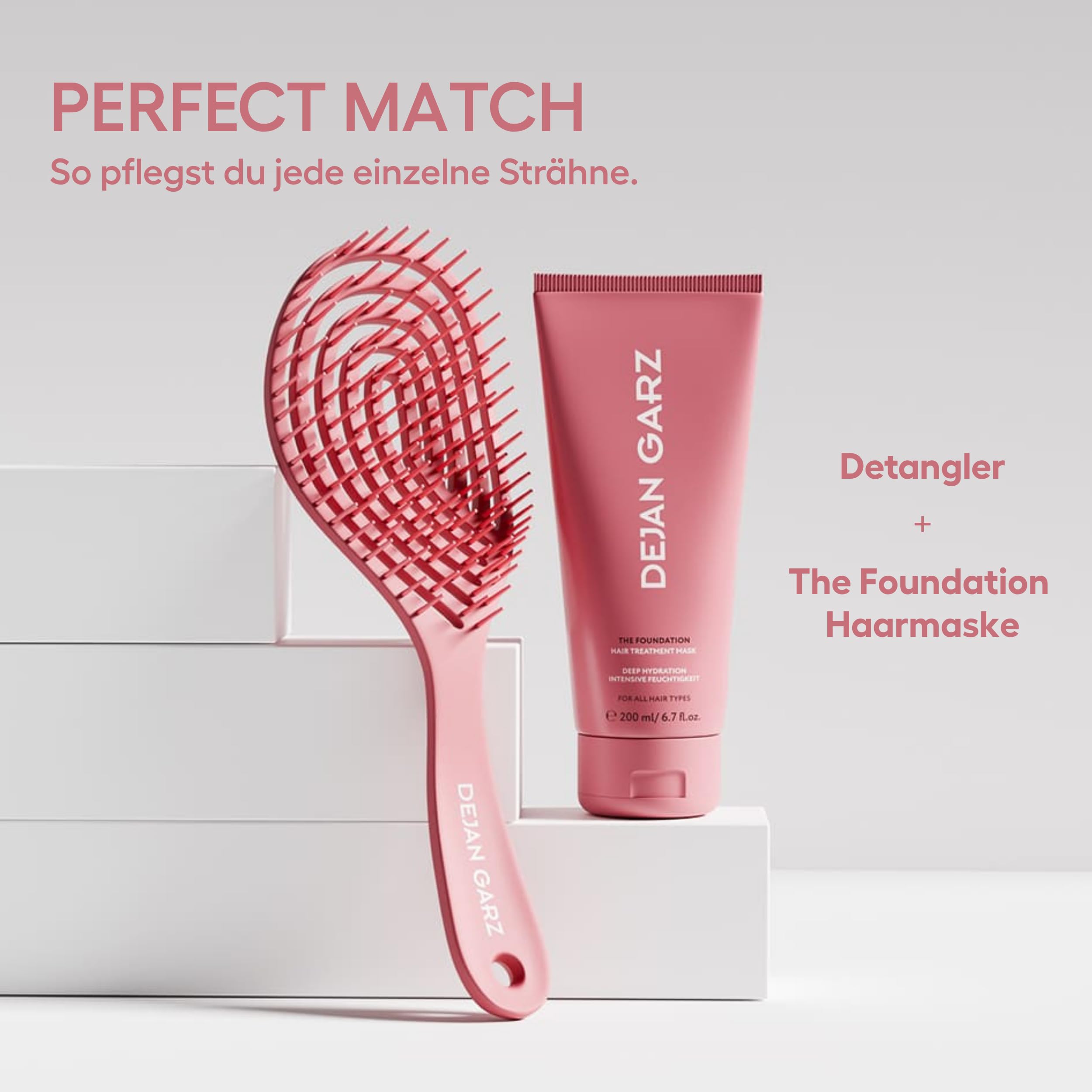 Dejan Garz Haarbürste Detangler Set + Haarmaske für strapaziertes Haar + Hitzeschutz Spray