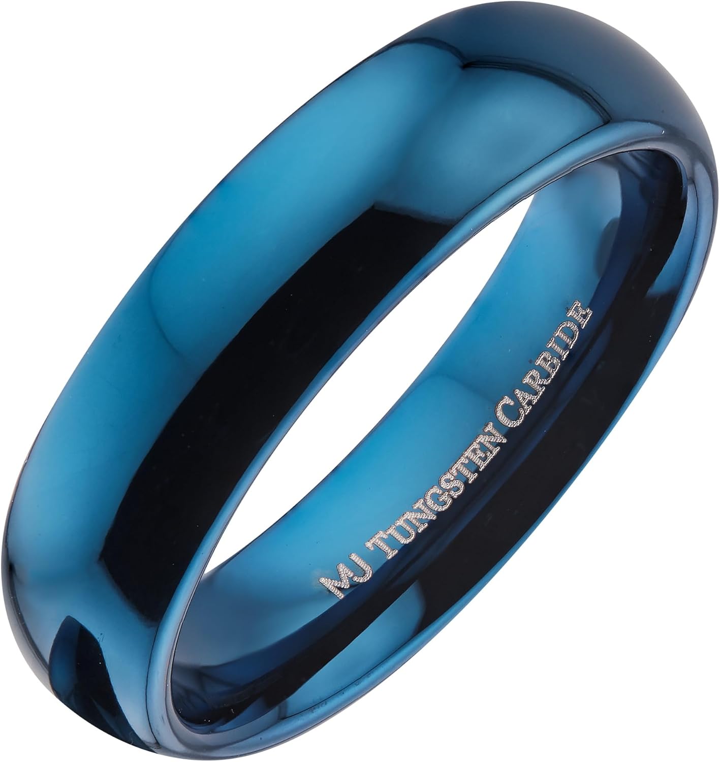 3, 5, 6 or 8mm Blue Plated Inside and Outside Tungsten Carbide Wedding Band Ring