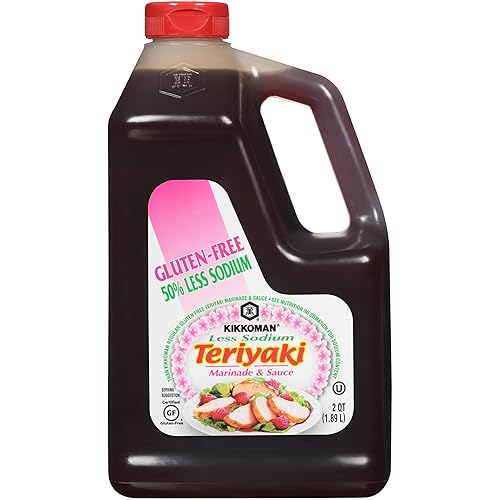 Kikkoman Menos adobo y salsa de teriyaki gourmet sin gluten de sodio 05 galones