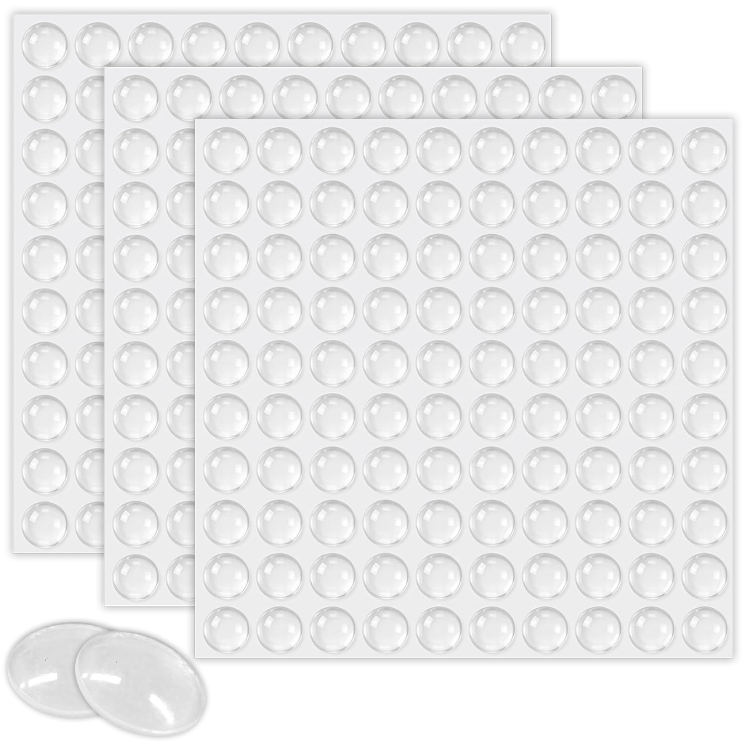 Clear Silicone Bumper Pads 8x2mm, 300 Pcs Noise-Dampening Self Adhesive Rubber Feet for Furniture, Cabinets, Glass Tables, and Doors