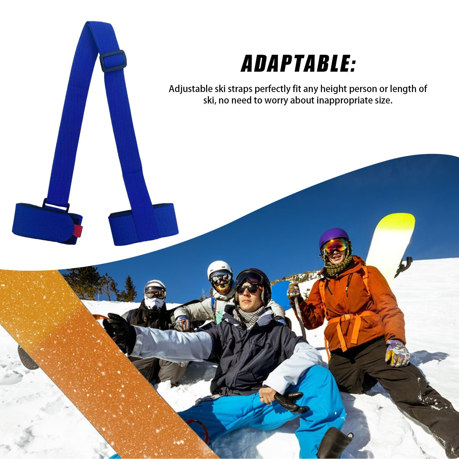 Sangle De Transport Pour Skis Et Snowboard - Réglable 65-115 Cm, Rembourrée, Fixation Velcro, 60 G - Pour Porter Facilement Votre équipement, Réduction De L'usure