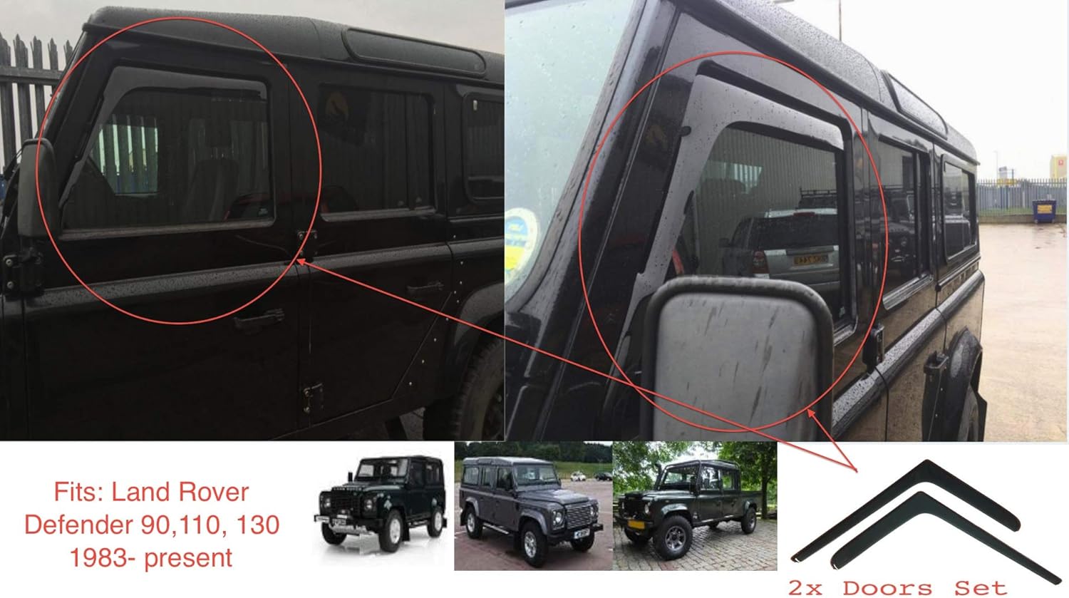 AC WOW 2x Wind Deflectors for Land Rover Defender 90 110 19832020