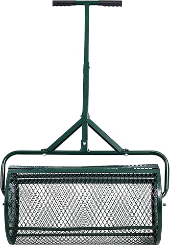 Miniatura 5 de Esparcidor de compost de 24 pulgadas con mango mejorado en forma de T para plantar siembra, esparcidor de malla metálica ligero y duradero para el