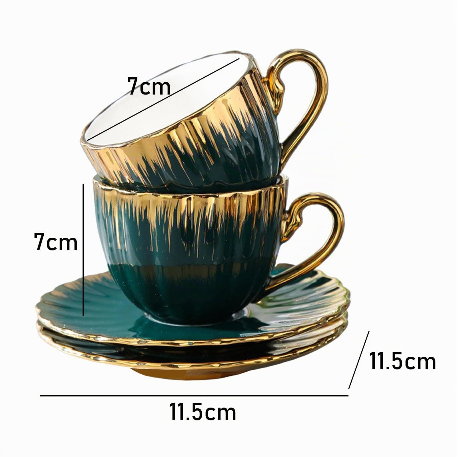 Cappuccino-Tassen mit Untertassen, 6er-Set, Kaffeetasse aus Porzellan mit Goldrand, für doppelten Espresso, Latte, Café Mokka, Tee