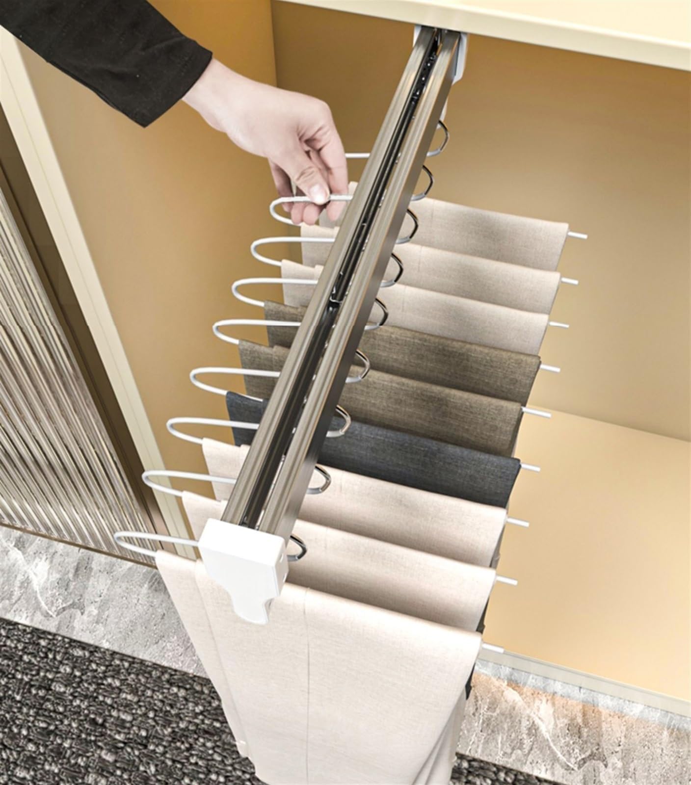 GLETSF Extendable Pull Out Closet Rod - Heavy Duty Steel Clothes Hanger Rail, Space Saving Solution for Pants and Clothing Storage,size_name-800mm/31.5inch