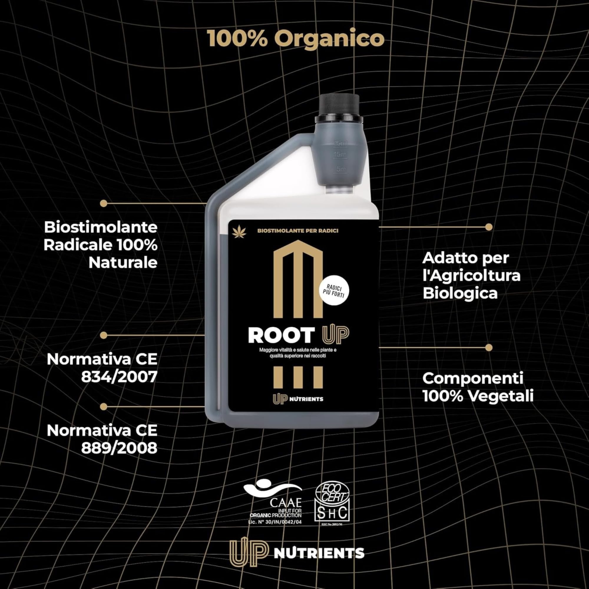 UP NUTRIENTS ROOT UP 250 ml - Fertilizzante organico al 100% vegetale, favorisce radici forti, grandi e robuste per piante, coltivazioni e talee