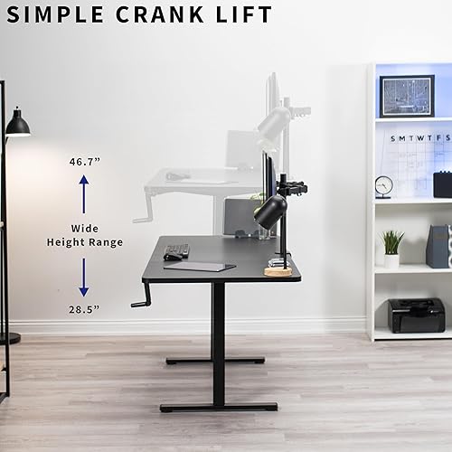 Miniatura 6 de VIVO DESK-KIT-MB7B - Escritorio manual de pie de altura ajustable de 71 x 30 pulgadas, parte superior negra, marco negro, estación de trabajo de pie