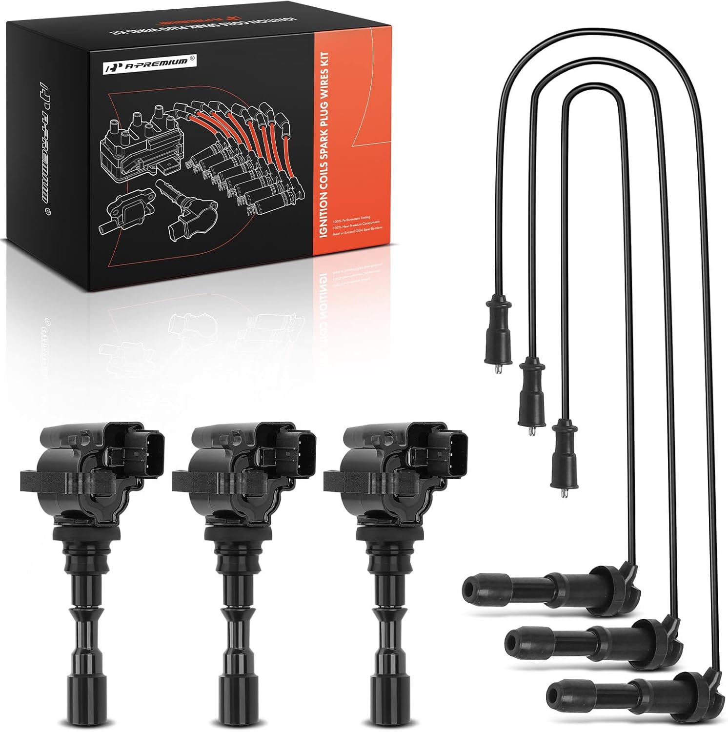 A-Premium 3 Ignition Coils with 3 Wire Compatible with Kia Sorento 2003 2004 2005 2006