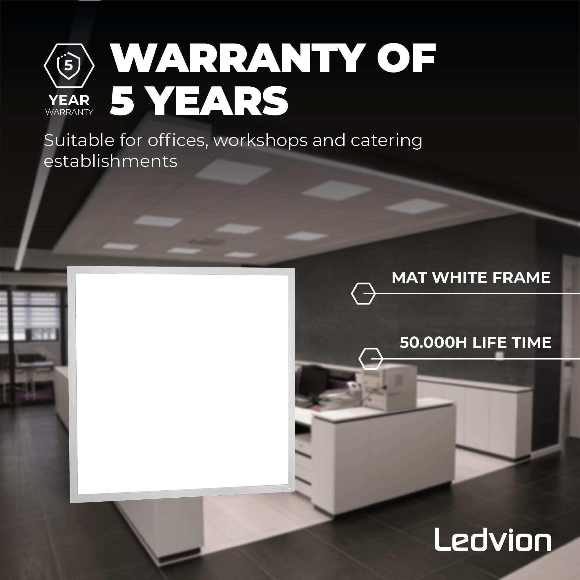 Ledvion - 6X Panel LED, 60x60, 24W, 6500K, 5040 Lúmenes, Luminaria Empotrada, Incluye Driver LED y Conector Rápido