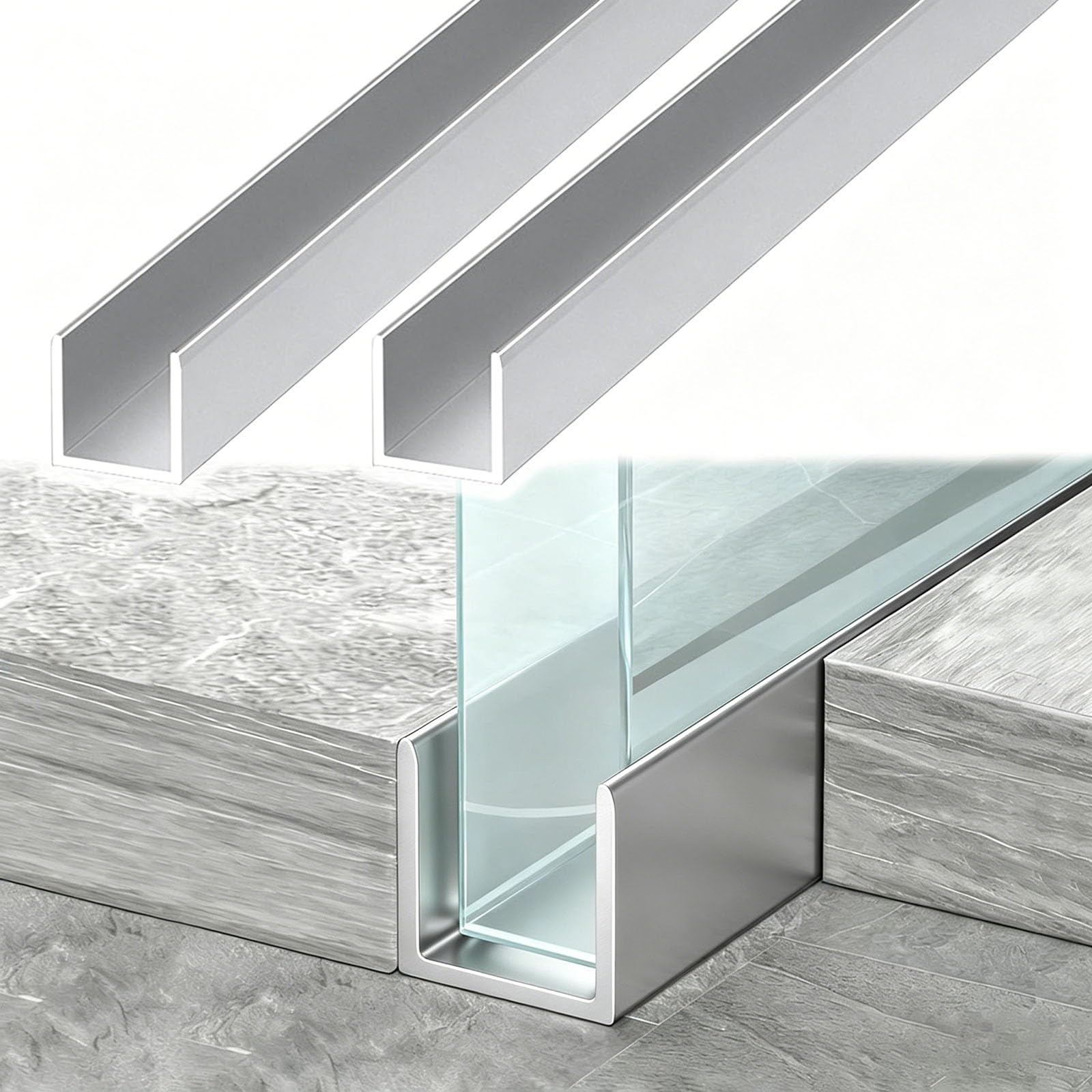 Silberfarbene 15 mm tiefe U-K-Aluminium-Kantenstreifen, zuschneidbare Schienen für Acryl- und Holzplatten, 1,5 m Länge, 10 mm Breite, perfekt für Heimwerker-Heimdekoration und Bastelarbeiten
