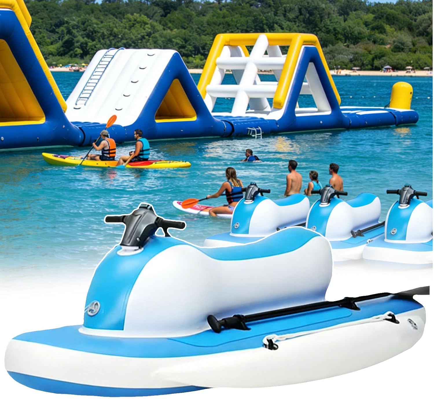 Foldable Electric Inflatable Jet Ski W/Detachable 500W Underwater Propulsion, 10000mAh Battery Powered Kayak Motor for SUP, 9-Speed Adjustable Snorkel Scooter for Adults 700W