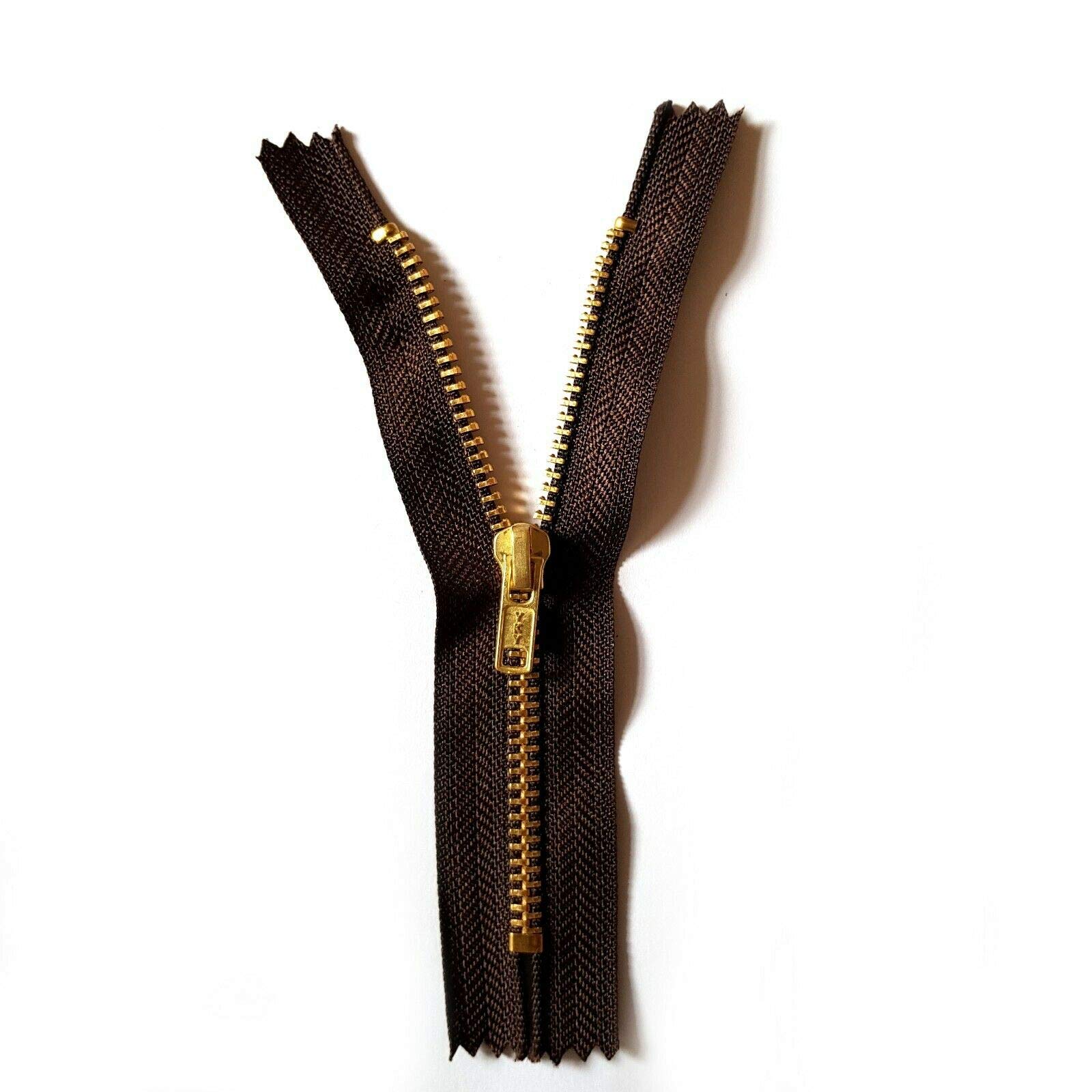 Soladirect Brown 12Cm Zip Zipper For Trousers Jeans Handbag - No 4 Brass Closed End