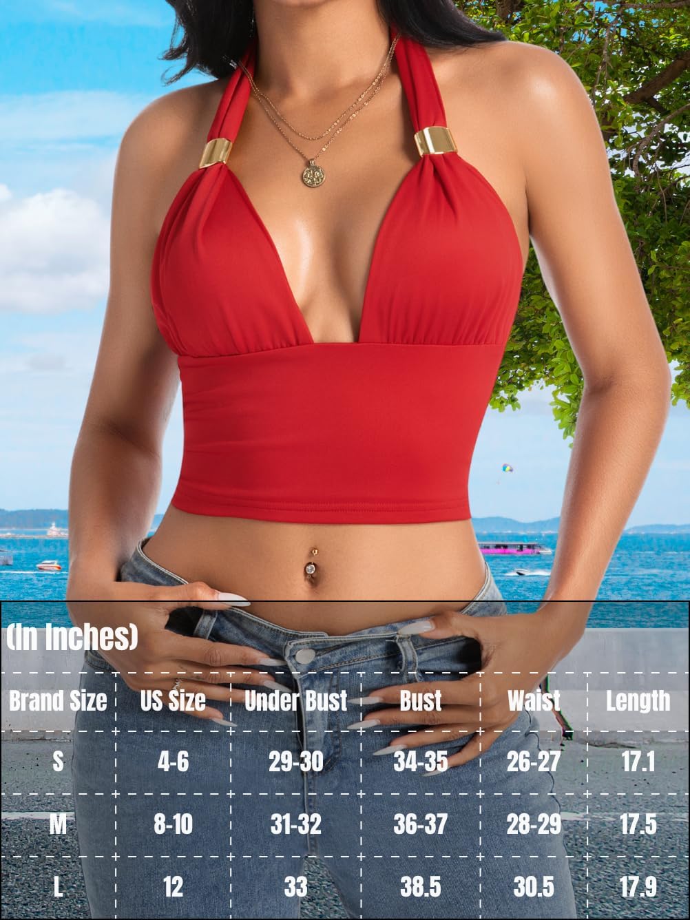 2000s Women Sexy Halter Crop Top, Deep V Backless Open Back Tank Tops, Concert Festival Club Outfits Summer Going Out - Image 6