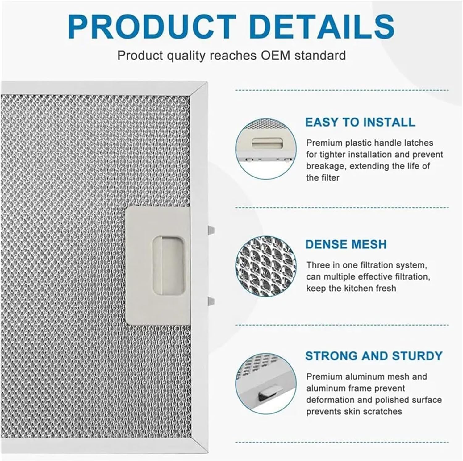 N98R 6X Suitable For W10169961A Range Hood Filter With 5-Layer Aluminum Mesh Exhaust Grease Filter Range Hood Filter