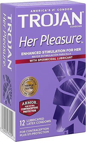 Miniatura 10 de Trojan Her Pleasure Sensations - Condones lubricados espermicidas 12 unidades