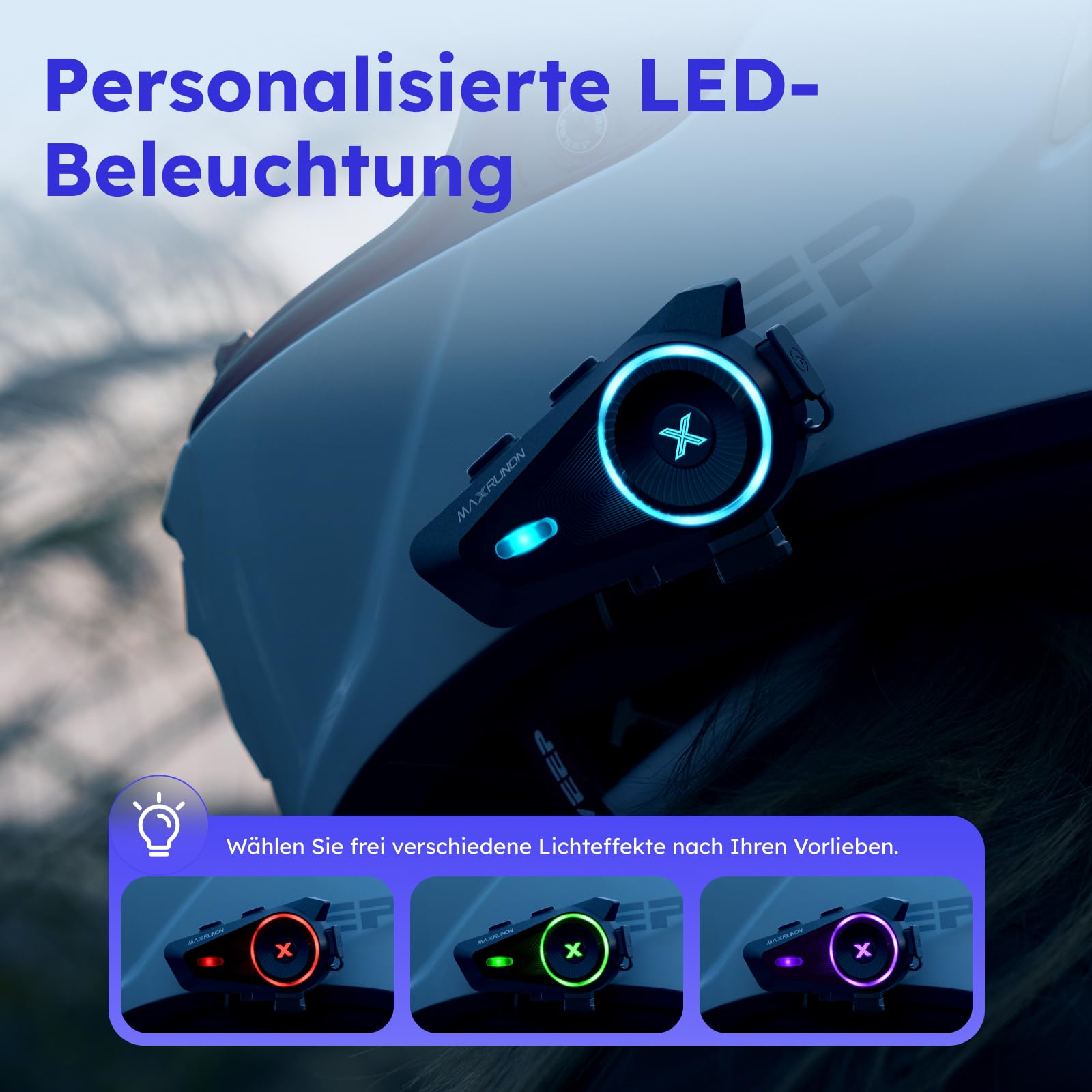 D10 Motorrad Bluetooth Headset, 4-Fahrer Motorrad Intercom bis 2000 m, Bluetooth 5.4 Helm Kommunikationssystem mit universeller Kopplung, FM Radio, IPX7 wasserdicht, Doppelpack