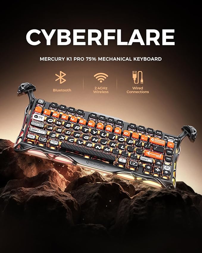 Teclado Gamer GravaStar Mercury K1 Pro 75% Mecánico Inalámbrico RGB miniatura 3