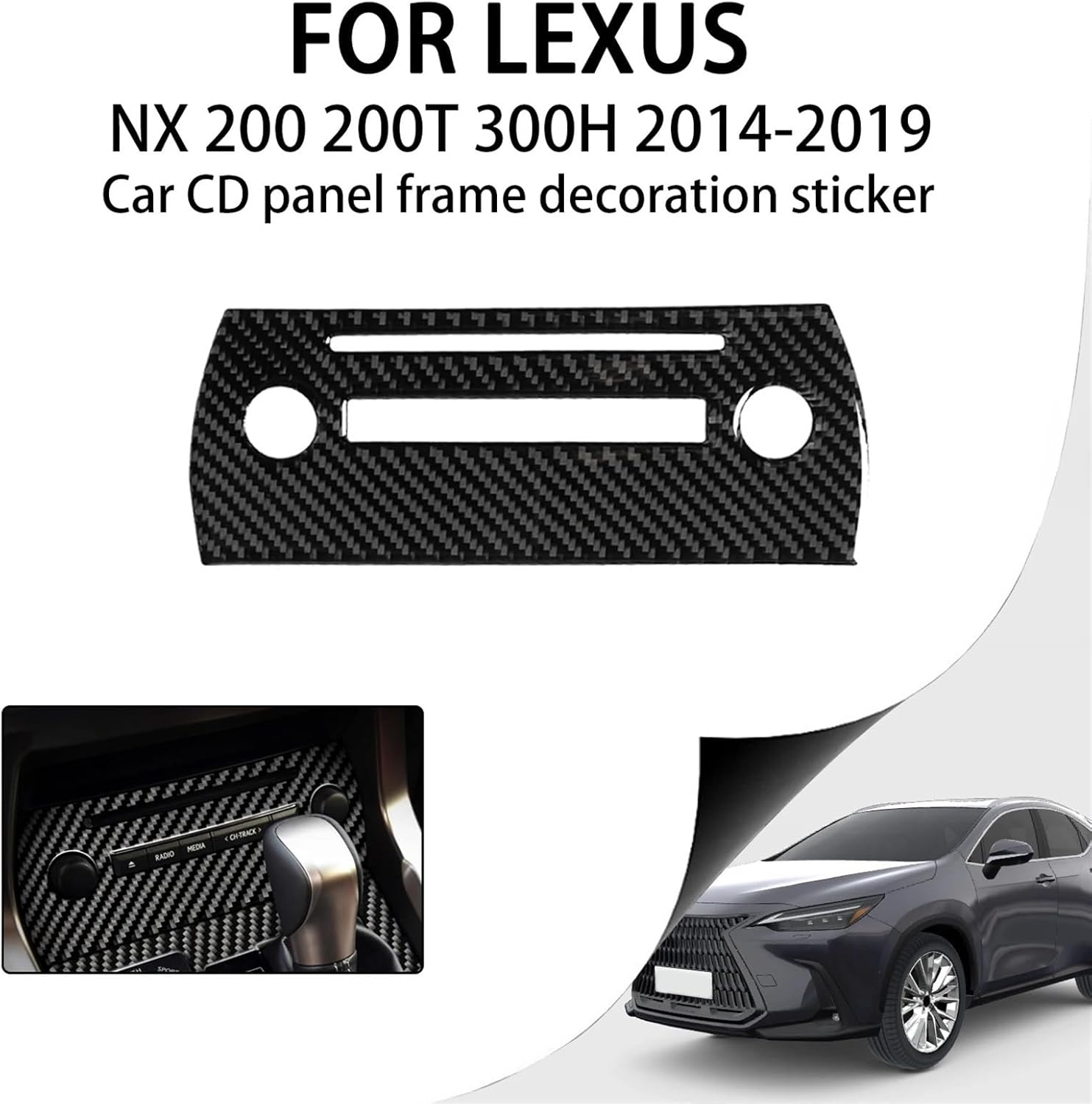 Carbon Fiber Car CD Panel Frame Decor Sticker Decal Cover Trim for lexuss NX 200 200T 300H 2014-2019 Interior Accessories