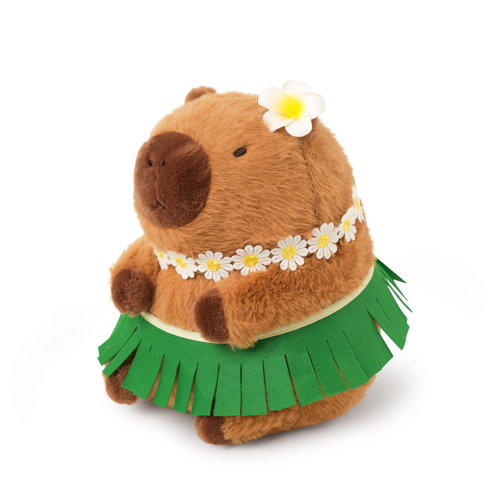 Ditucu Cute Capybara Plush Wear Hawaiian Style Grass Skirt Capibara Stuffed Animal Plushies Toys Hugging Gifts for Kids Brown 11.8 inch