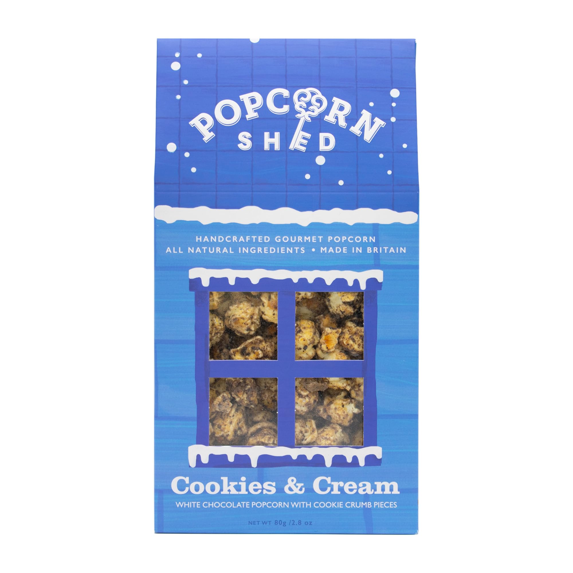 Popcorn Shed Cookies & Cream Gourmet Popcorn (1 x 80g) - White Chocolate Caramel Gourmet Popcorn with Cookie Crumb Pieces, Easy & Low Calorie Snack, Perfect for Parties, Movie Nights & Gifting