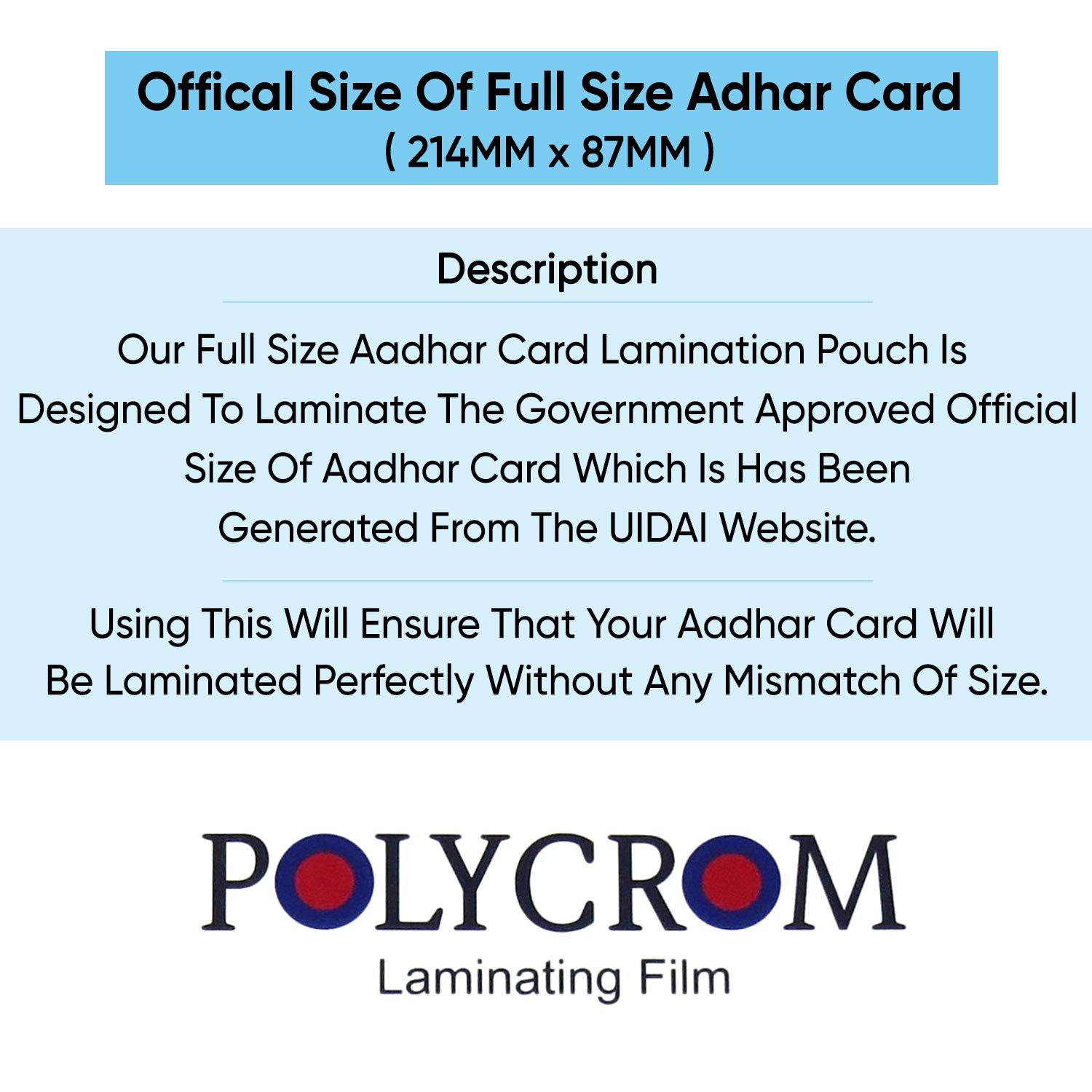 Polycrom Korean dhar Card Size Ultra Glossy Clear Thermal Lamination Pouch 100mm X 225mm Transparent Waterproof Sheet For Home And Office Full Size 100 Nos Amazon In Office Products