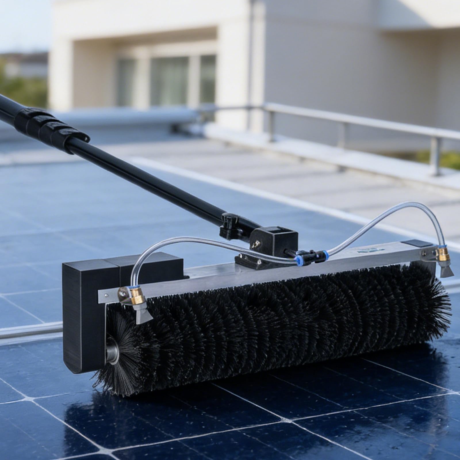 HADECOLL Photovoltaic Panel Cleaning Tool, 7.5M Telescopic Pole, Electric Solar Roller Brush, Wet/Dry Modes For Facility Maintenance,Size_Name-Dualuse(7.5M)