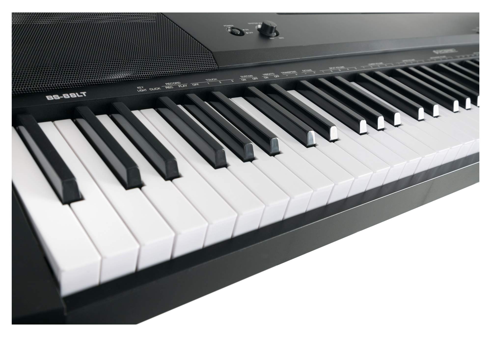 McGrey BS-88LT Leuchttasten-Keyboard - Einsteiger-Keyboard in Stagepiano-Optik mit 88 Leucht-Tasten - 146 Klänge - Split-, Dual- und Twinova-Funktion - inklusive Sustain-Pedal - schwarz