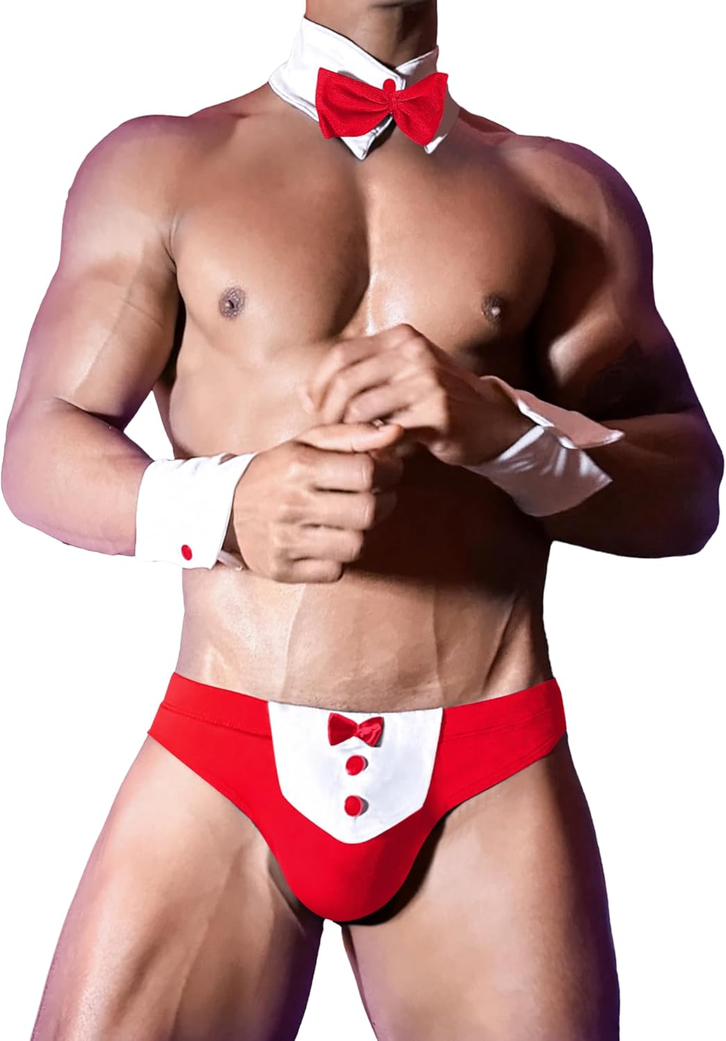 Avidlove Men's Sexy Briefs Gentleman Lingerie Bowknot Cosplay Costume Shorts And Necktie Bow Tie 4pcs/Set