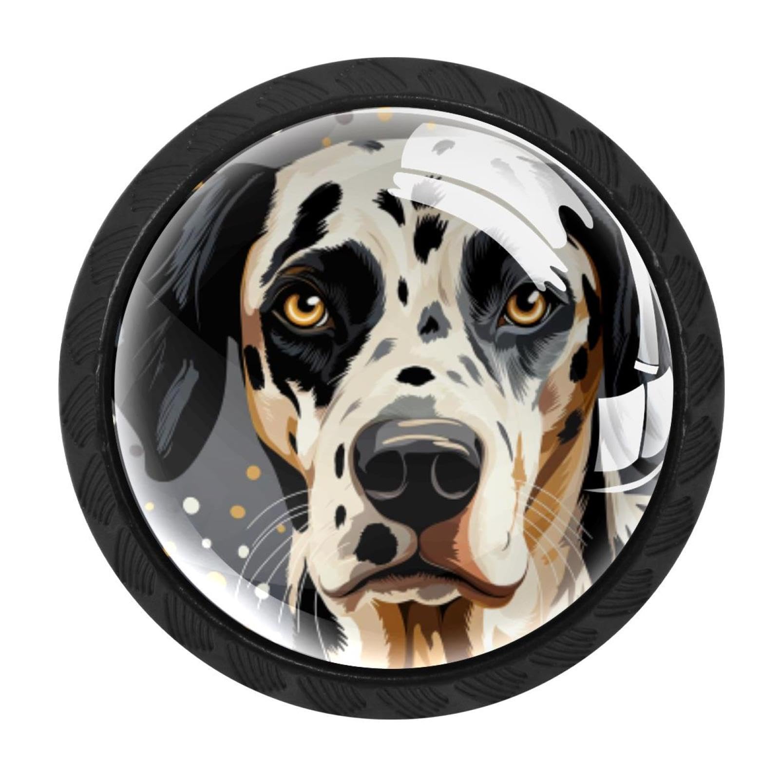 Chenzzzz Multicolored 06 4 Pieces Spotted Dog Drawer Knobs, 35Mm Black Cabinet Knobs, Drawer Pulls And Knobs, Dresser Drawer Knobs, Cabinet Hardware Kitchen Cabinet Knobs