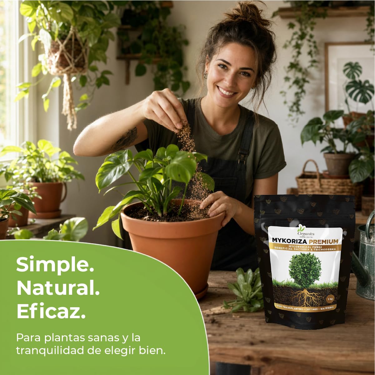 Mykoriza – Polvo Orgánico de Micorrizas con Hongos Endomicorrícicos y Ectomicorrícicos para el Crecimiento de Raíces, Absorción de Nutrientes y Cultivos (1KG)