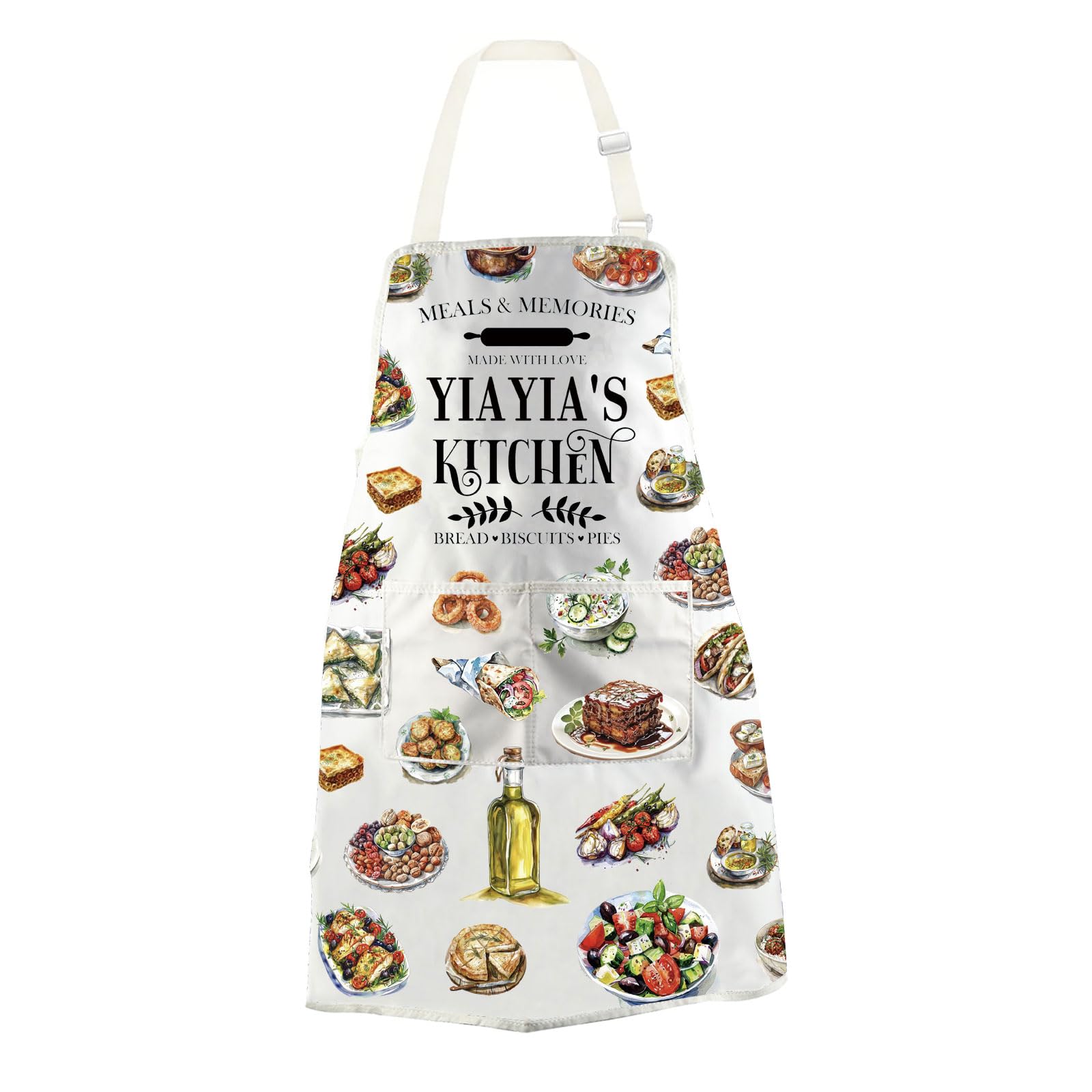 WCGXKO YIAYIA'S Kitchen Apron Yiayia Typography Gift Greek Yiayia Gift Best Yiayia Ever Gift for Grandma