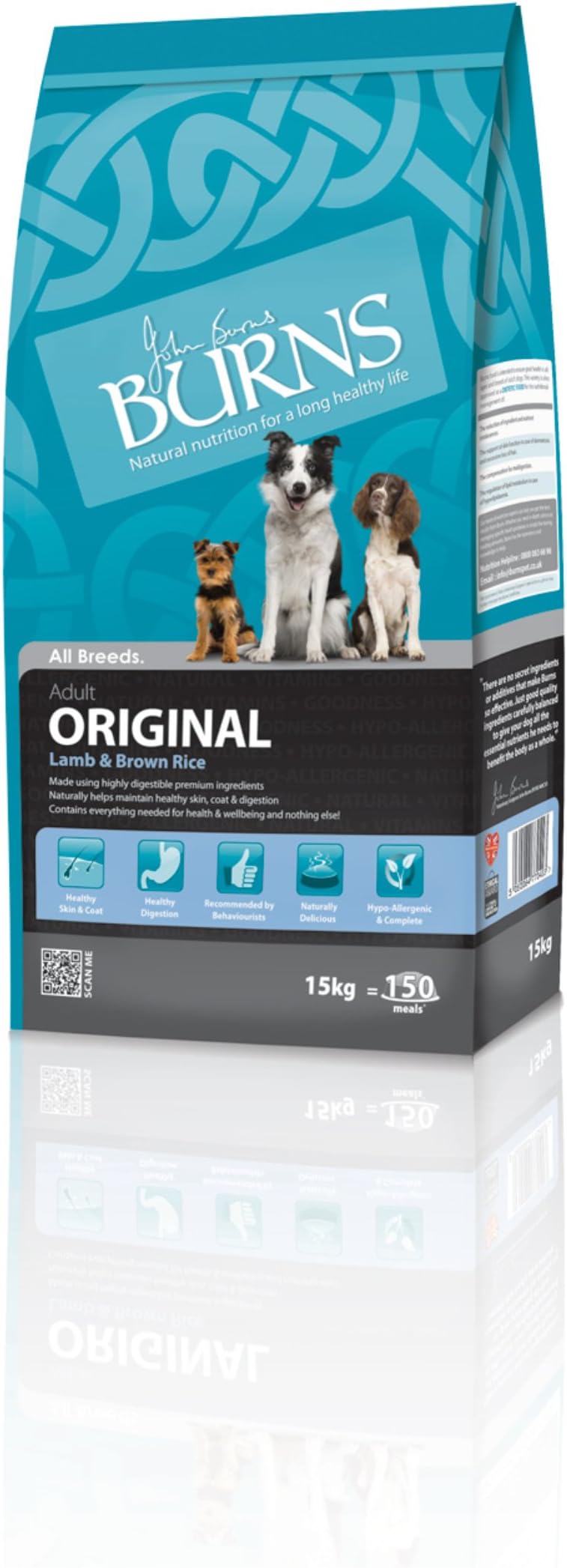 Burns Pet Original Complete Dry Adult Dog Food Lamb, 15 kg